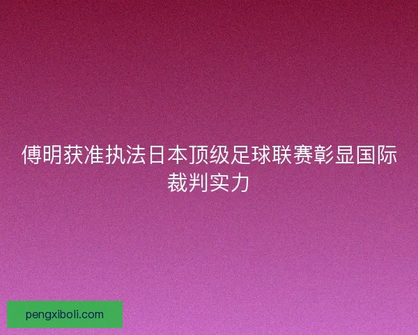 傅明获准执法日本顶级足球联赛彰显国际裁判实力